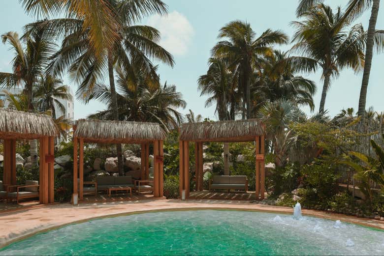 Relax in the cabanas around the children's pool