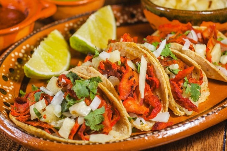Tasting of Mexican tacos