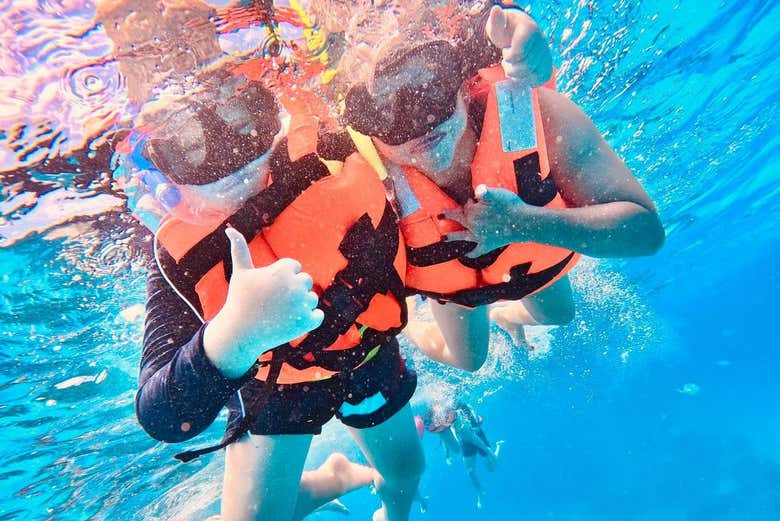 Praticando snorkel em Cozumel
