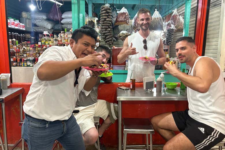 Aproveitando o free tour de tacos por Mérida