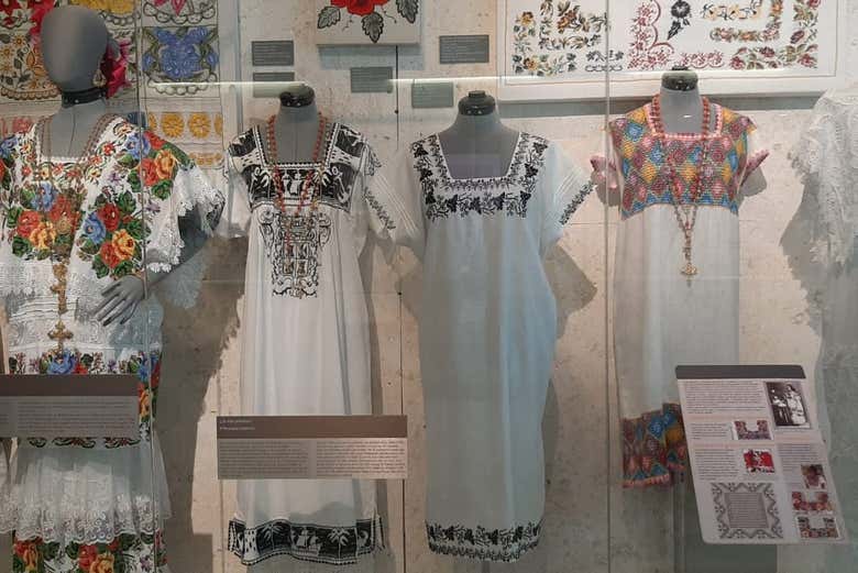 Check out the embroidered traditional Yucatecan clothing