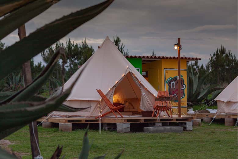 One of the tents we'll camp in