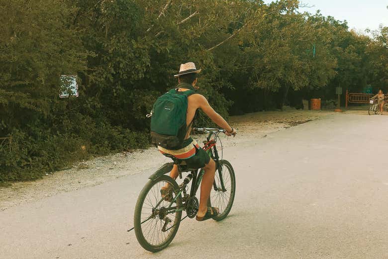 Disfrutando del tour en bicicleta por Playa del Carmen