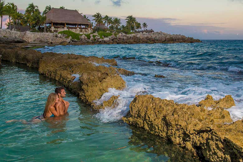 Disfrutando de las instalaciones de Xcaret