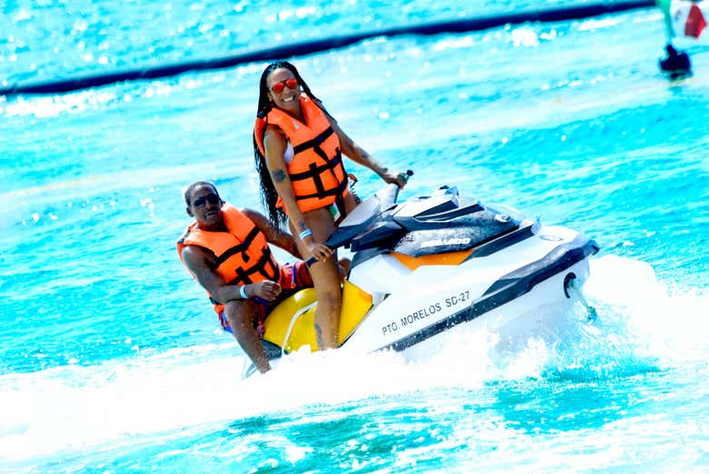 Sharing a two person jet ski