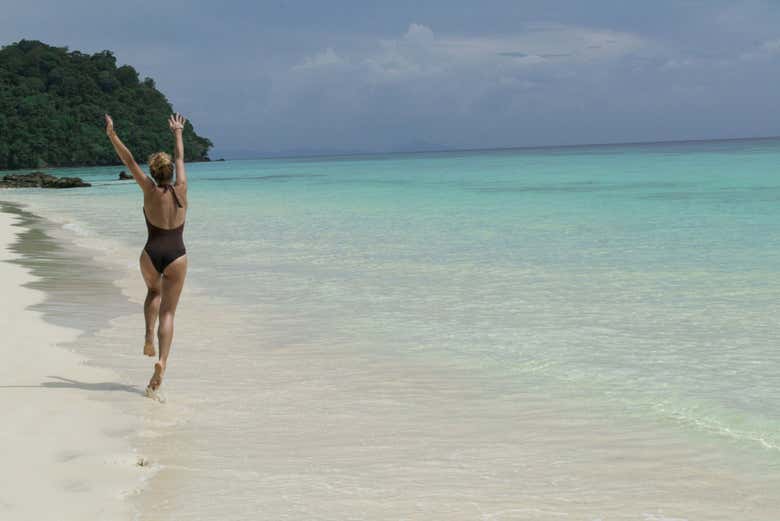 Disfrutando de la playa en Isla Mujeres