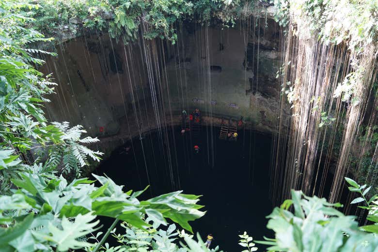 Accediendo al Gran Cenote de Tulum