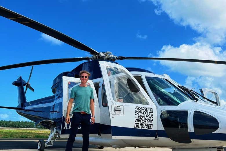About to get into the helicopter