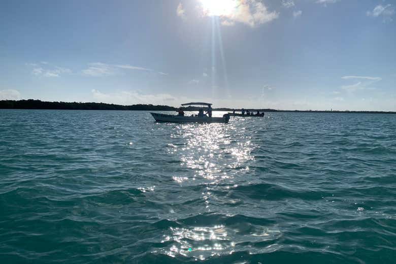 The boat we'll travel around Punta Allen on