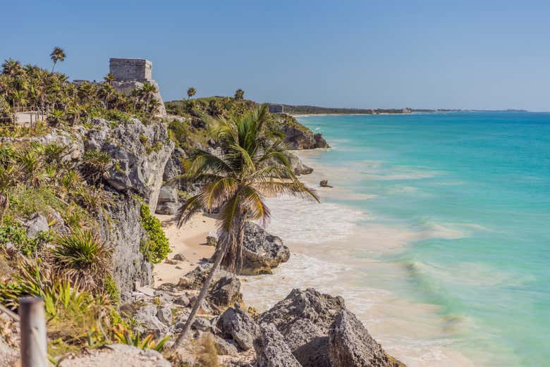 Você irá conhecer a costa de Tulum, no caribe mexicano