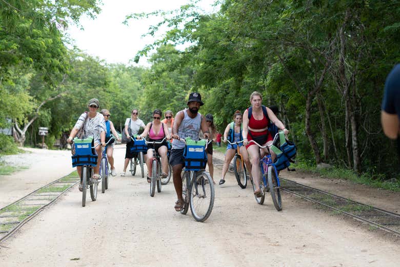 Ride a bike toward the cenotes