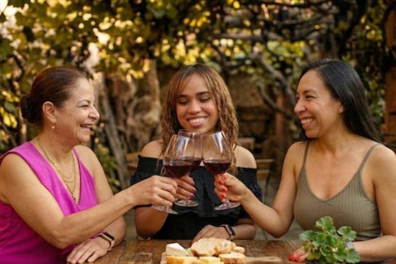 Brindando con vino tinto mexicano