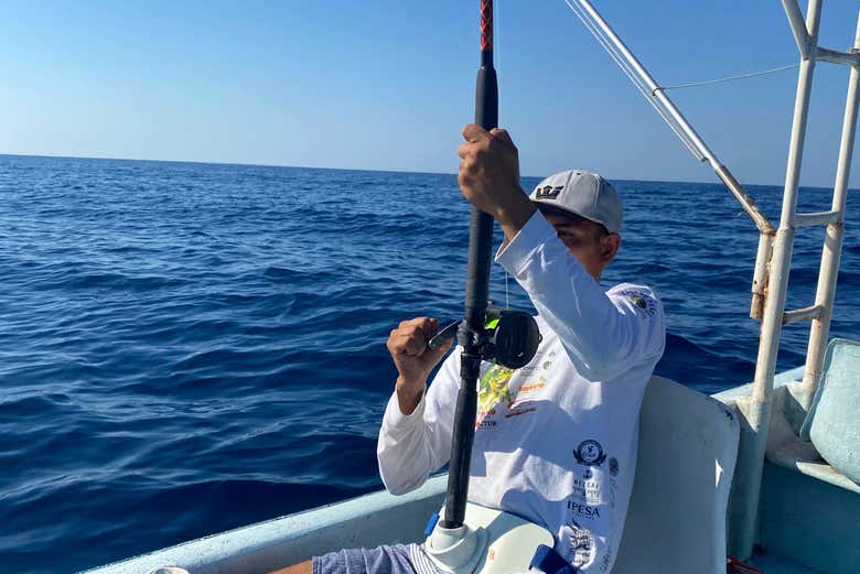 Usando la caña de pescar