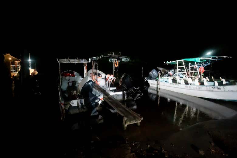 Barcos en la laguna Manialtepec