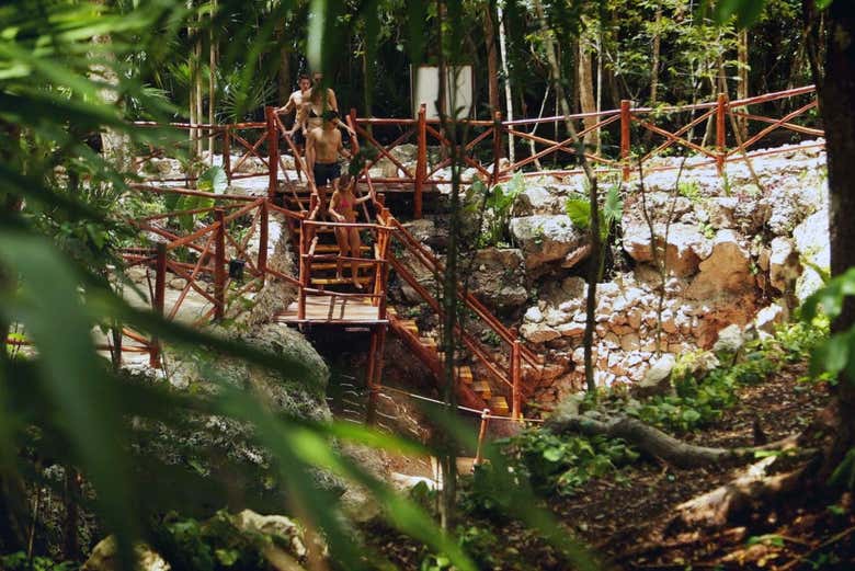Going into the cenote