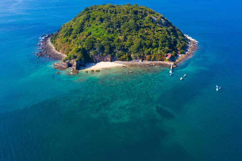Vista de pássaro da ilha Coral