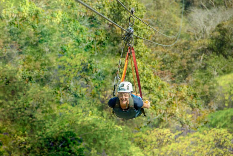 Una de las tirolinas más largas de México