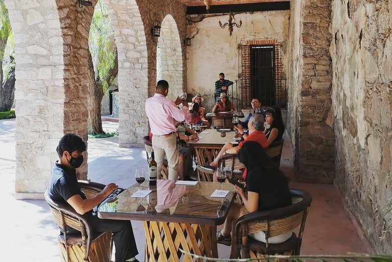 Disfrutando de la cata de vino