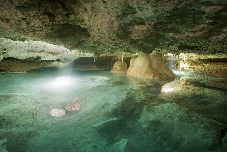 Crystal-clear waters of the cenote