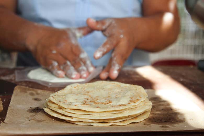 Traditonal tortilla making