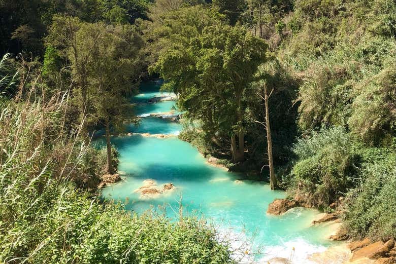 Vista aérea de la zona de la cascada el Chiflón