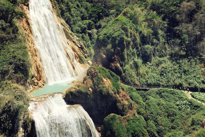 Vistas da cascata El Chiflón