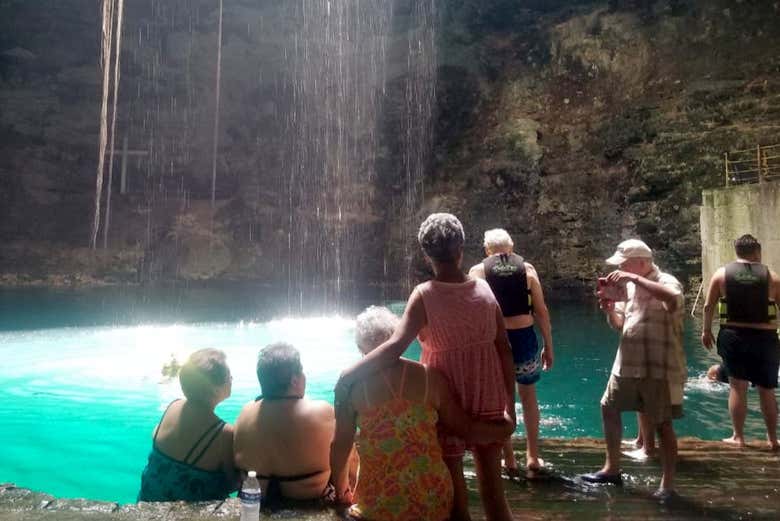 Relaxing at the cenote