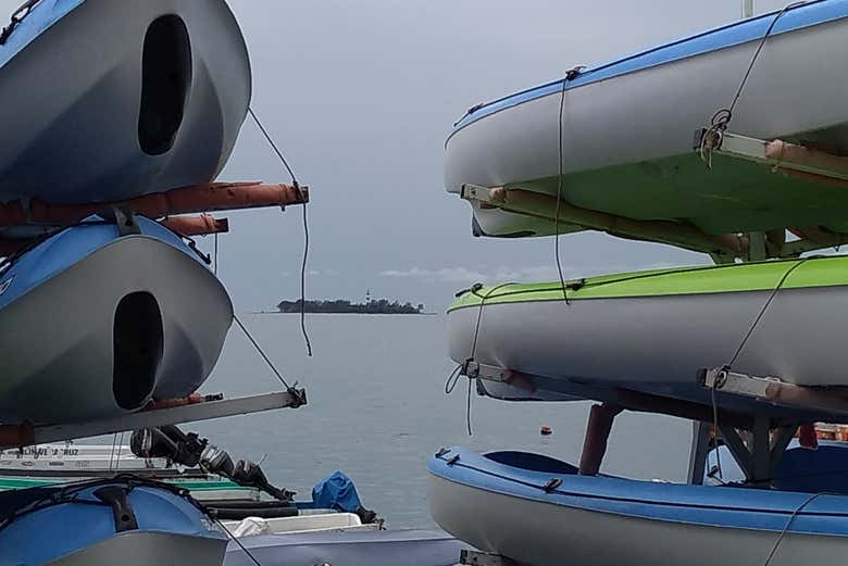 Los kayaks en los que viajaremos