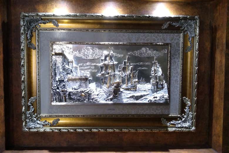 Depiction of pirate ships in the museum