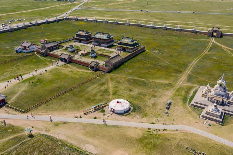 Vue aérienne sur le monastère d'Erdene Zuu