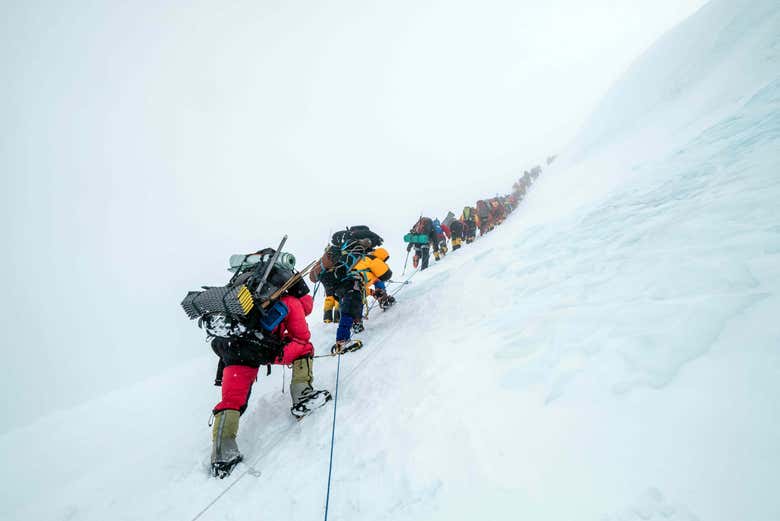 Durante el ascenso a la cima del monte Everest