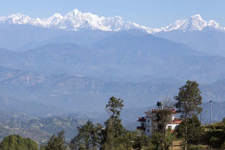 Vue sur l'Himalaya depuis Dhulikhel