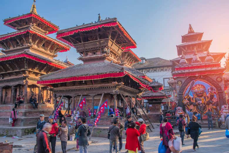 Vue panoramique sur la place Durbar à Katmandou