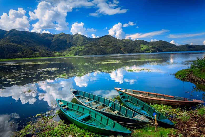 Barcas en la orilla del Lago Phewa
