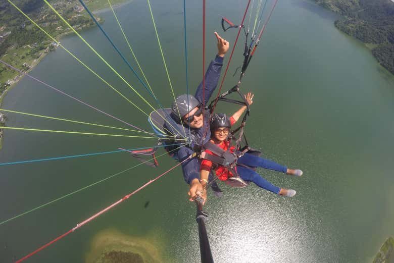 Flying over the wilderness of Pokhara