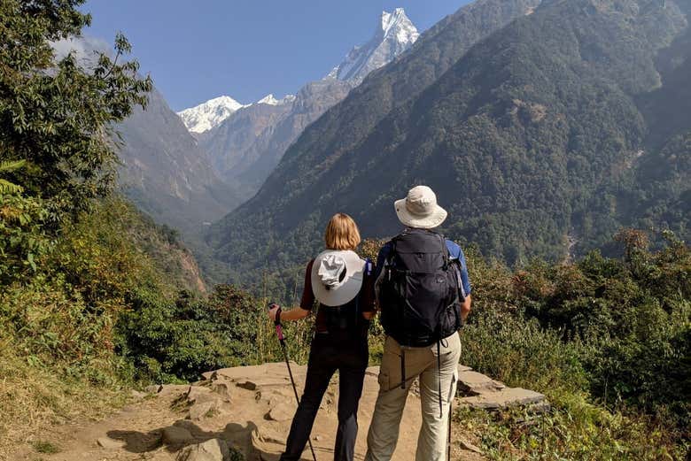 Admiring the views of the mountains