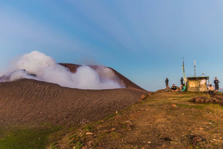 See an active volcano from a safe distance