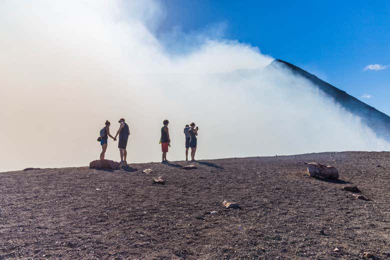 Hike through a volcanic landscape