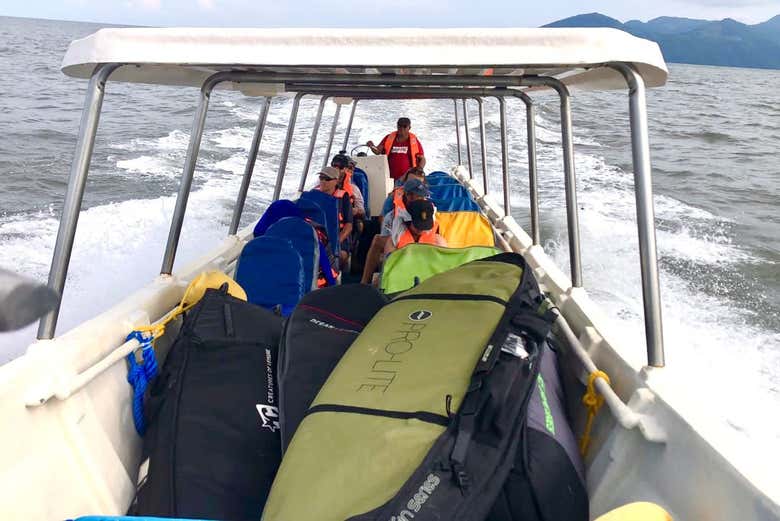 A speedboat sailing the Gulf of Fonseca