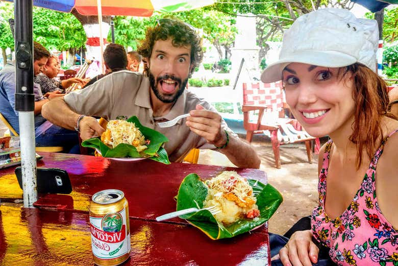 Tasting typical Nicaraguan food