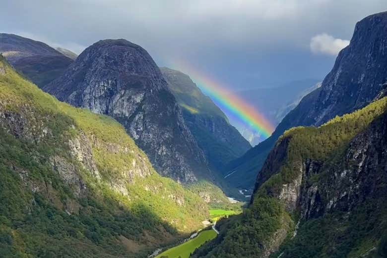Vistas de postal desde el impresionante mirador de Stalheim