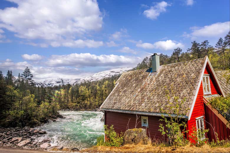 Cabanes en bois typiques de Myrdal