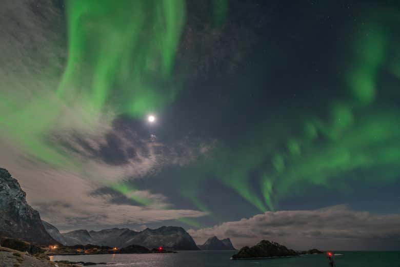 Aurores boréales à Skaland
