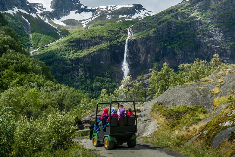 Turistas subidos al troll car