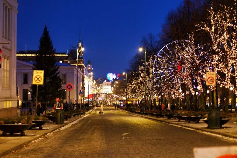 Avenida decorada en Oslo