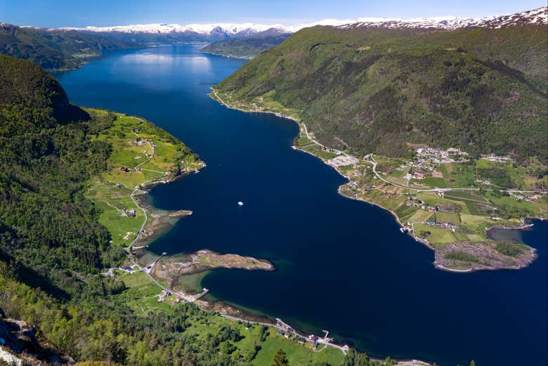 Vista aérea del fiordo