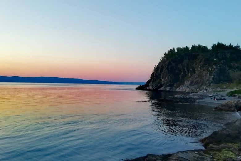 Admire the sunset in the Trondheim Fjord