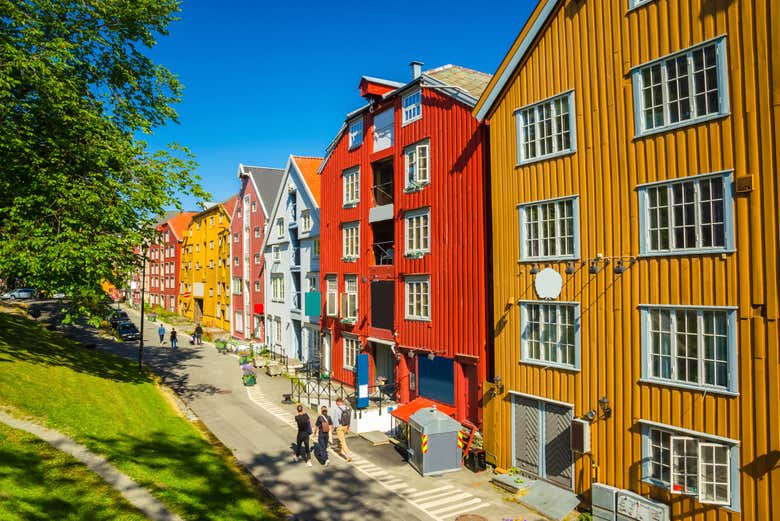 Las típicas casas de colores de Trondheim
