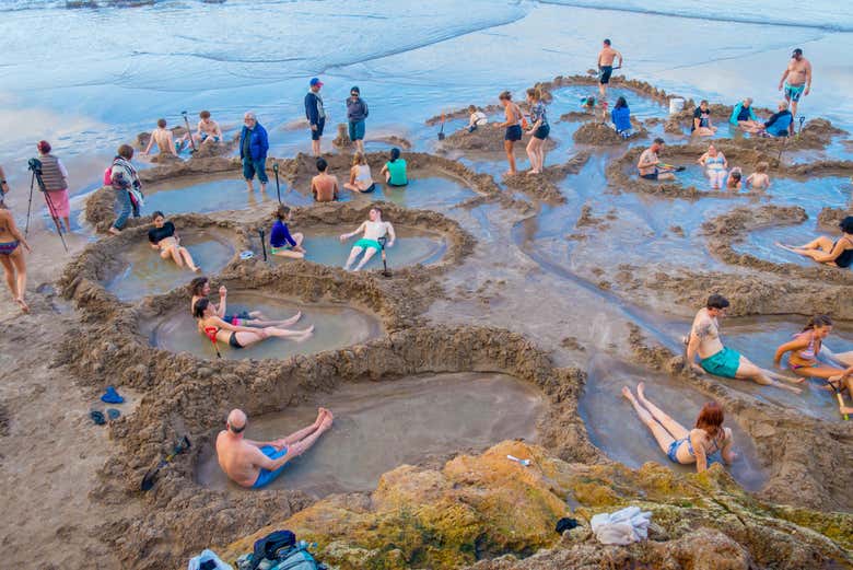 Desfrutando de um banho quente