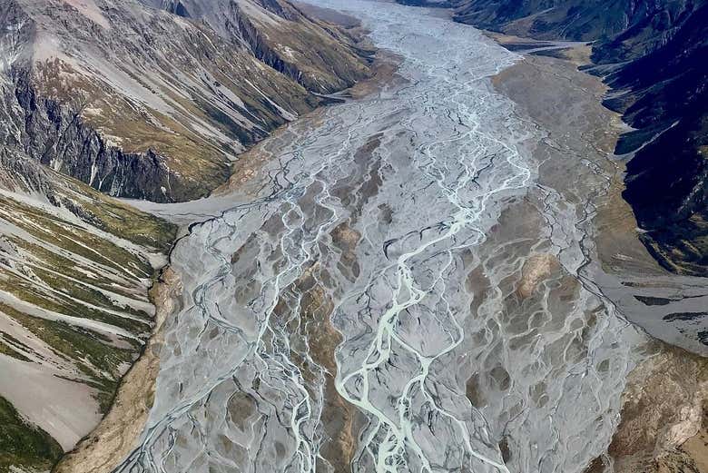 ¡Observad los famosos ríos trenzados!
